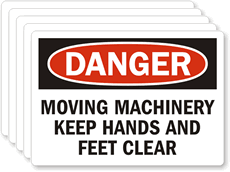 Danger Machinery Hands Feet Clear Label