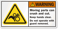 Moving Parts Keep Hands Clear Warning Safety Label