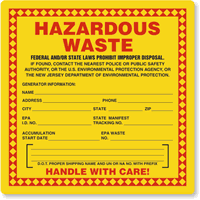 Vinyl Hazardous Warning Label (100/Roll)