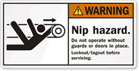 Nip Hazard. Lockout  Before Servicing Label