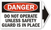 Danger: Do Not Operate (arrow) Label