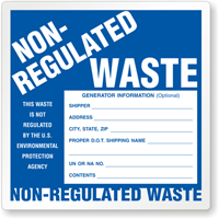 Semi-Custom Non Regulated Waste Label