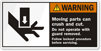 Hand Crush Force from Above Warning ANSI Label