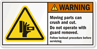 Hand Crush Force From Right ANSI Warning Label