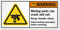 Moving Parts Keep Hands Clear Warning Label