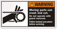 Moving Parts Crush Do Not Operate ANSI Label
