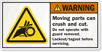 Moving Parts Can Crush And Cut ANSI Label