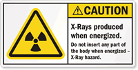 X-Rays Produced When Energized. X-Ray Hazard Label