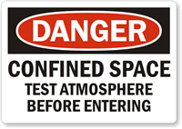 Danger Confined Space Test Atmosphere Label