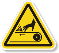 Pinch Point/Entanglement ISO 3864 2 Triangle Warning Label