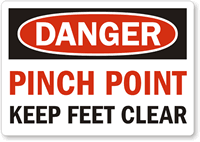 Pinch Point Feet Clear Danger Label
