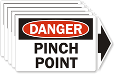 Danger Pinch Point Label with Arrow