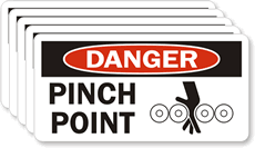 Danger Pinch Point Laminated Vinyl Label