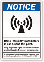 Radio Frequency Transmitters In Use Label