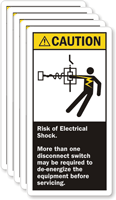 Caution Risk Electrical Shock Disconnect Label