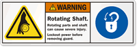 Rotating Shaft Cause Severe Injury Lockout Power Label