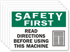 Safety First Read Directions Before Using Label
