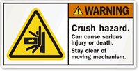 Crush Hazard Can Cause Serious Injury Label