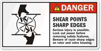 Shear Points Sharp Edges Injury Possible Label
