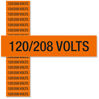 120/208 Volts Labels, Small (1/2in. x 2 1/4in.)