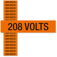 208 Volts Marker Labels, Small (1/2in. x 2 1/4in.)
