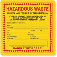 Semi Custom Hazardous Waste Label, California Department
