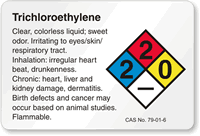 Trichloroethylene NFPA Chemical Hazard Label