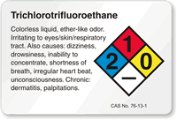 Trichlorotrifluoroethane NFPA Chemical Hazard Label