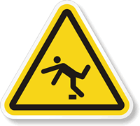 ISO W007 Tripping Hazard Triangle Warning Label