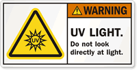 UV LIGHT. Do not look directly Label