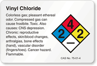 Vinyl Chloride NFPA Chemical Hazard Label