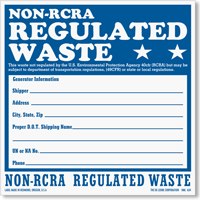 Non RCRA Regulated Waste Label