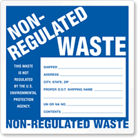 Non Regulated Waste Label