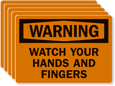 Warning Watch Hands Fingers Label