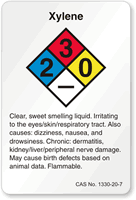 Xylene NFPA Chemical Label