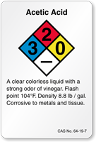 Acetic Acid NFPA Chemical Label