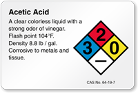 Acetic Acid NFPA Chemical Hazard Label