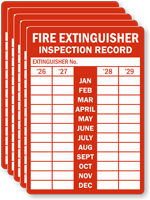 Fire Extinguisher Inspection Record, Set of 5 Labels