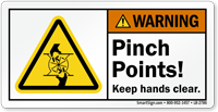 Pinch Points Keep Hands Clear ANSI Warning Label