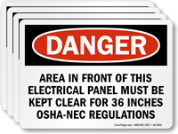 Electrical Panel Kept Clear OSHA NEC Regulations Label