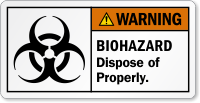 Biohazard Dispose Of Properly ANSI Warning Label