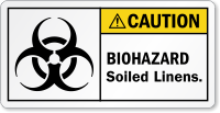 Biohazard Soiled Linens ANSI Caution Label