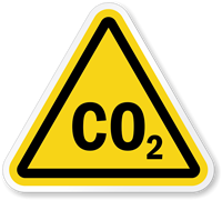 CO2 Symbol, ISO Triangle Warning Sticker