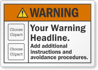 Customizable Multiple Cliparts ANSI Warning Label