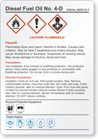 Diesel Fuel Oil No. 4-D Danger Chemical Hazard Chemical Label