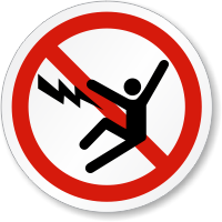 Electric Shock ISO Prohibition Safety Symbol Label