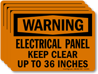 Electrical Panel Keep Clear Up To 36 Inches Label