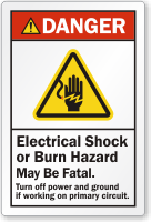 Electrical Shock Burn Hazard, May Be Fatal Label