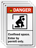 Confined Space Enter By Permit Only Danger Label