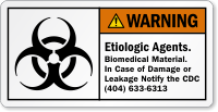 Etiologic Agents Biomedical Material Notify CDC Warning Label